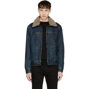 Sherpa lined jean bomber jacket